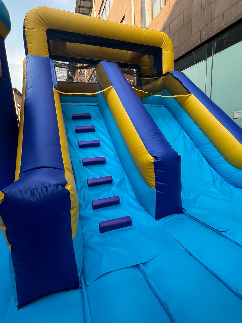 Royal Blue Crown Combo – Dual Lane Slide with Bounce House - Image 2