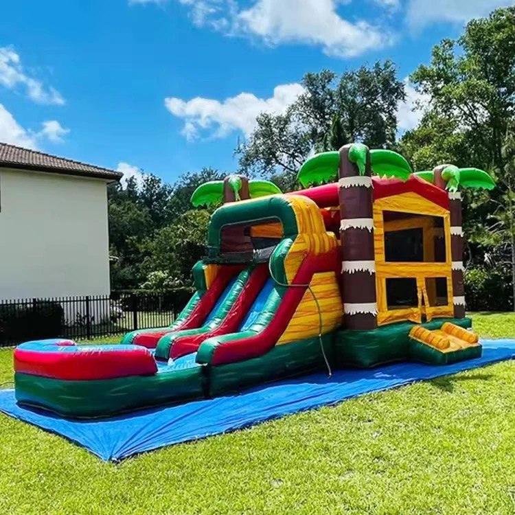 Tropical Fiesta Combo – Bounce House with Dual Lane Waterslide - Image 2