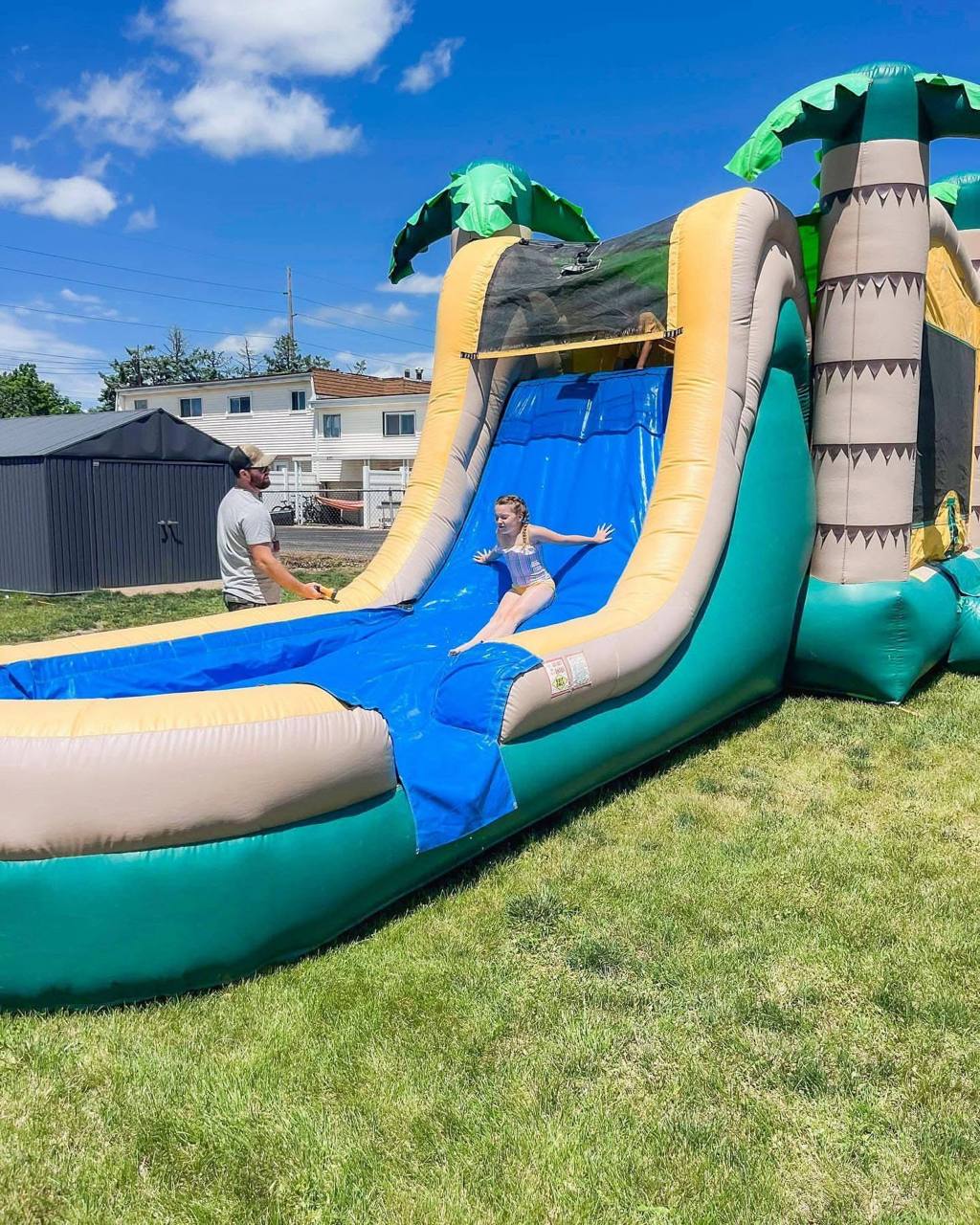Tropical Island Curve Combo – Bounce House with Long Waterslide - Image 3